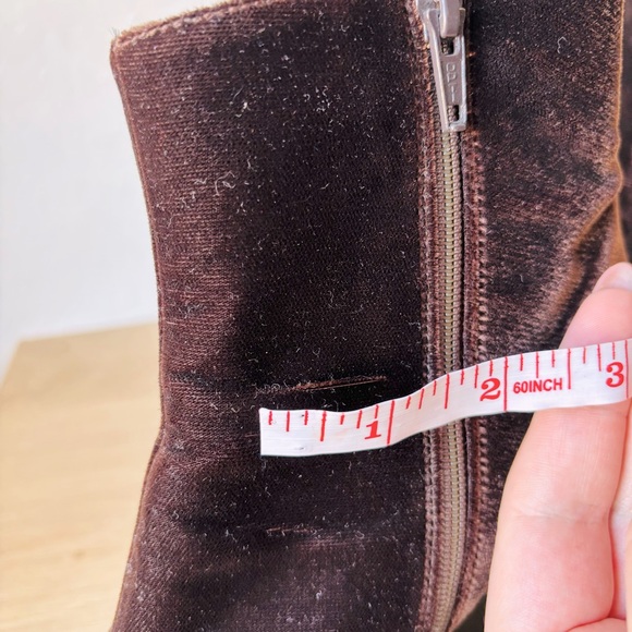 Prada Dark Brown Velvet Soft Ankle Booties Boots Zip Up 3.5 Inch Heel - Picture 9 of 12